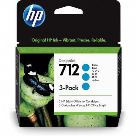 HP 712 3-pack 29-ml tsüaan DesignJet tindikassett