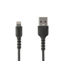 StarTech.com 6 foot (2m) Durable Black USB-A to Lightning Cable - Heavy Duty Rugged Aramid Fiber USB