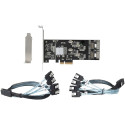 StarTech.com 8 Port SATA PCIe Card - PCI Express 6Gbps SATA Expansion Adapter Card with 4 Host Contr