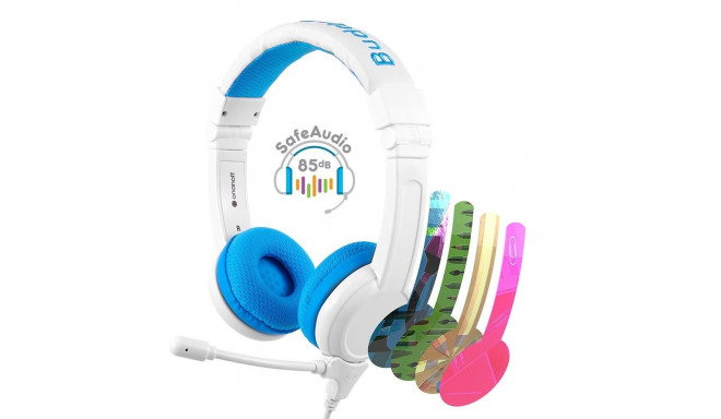 BuddyPhones School+ Headset Wired Head-band Calls/Music Blue, White