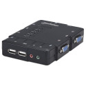 Manhattan KVM Switch Compact 4-Port, 4x USB-A, Cables included, Audio Support, Control 4x computers 