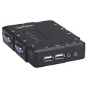 Manhattan KVM Switch Compact 4-Port, 4x USB-A, Cables included, Audio Support, Control 4x computers 