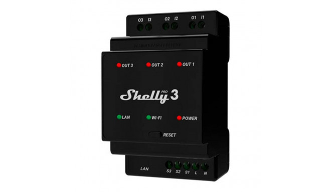 Shelly DIN Rail Smart Switch Shelly Pro 3 with dry contacts, 3 channels