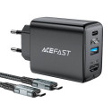 Acefast Wall Charger Acefast A17, 65W GaN + kabel USB-C (black)