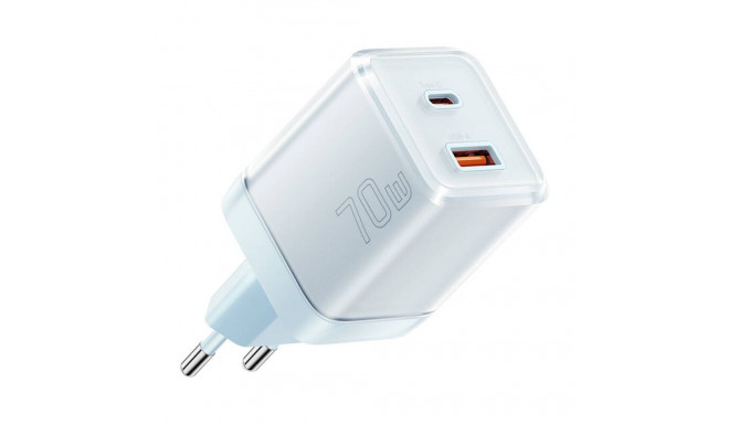 Wall charger Yueqi 70W GaN USB-C + USB-A (blue)