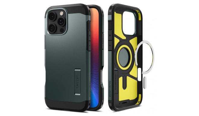 Spigen Tough Armor MagSafe Case with Stand for iPhone 16 Pro - Green