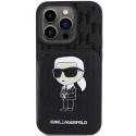 Karl Lagerfeld Saffiano Cardslots and Stand Monogram Ikonik Patch case for iPhone 15 Pro Max - black