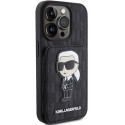 Karl Lagerfeld Saffiano Cardslots and Stand Monogram Ikonik Patch case for iPhone 15 Pro Max - black