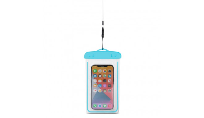 PVC waterproof phone case with lanyard - blue