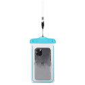 PVC waterproof phone case with lanyard - blue