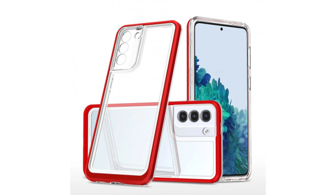 Clear 3in1 case for Samsung Galaxy S22 + (S22 Plus) frame gel cover red