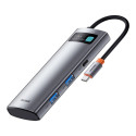Baseus Metal Gleam Series multifunctional USB HUB 7in1 Type C HDMI TF PD card reader gray (WKWG02011