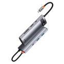 Baseus Metal Gleam Series multifunctional USB HUB 7in1 Type C HDMI TF PD card reader gray (WKWG02011