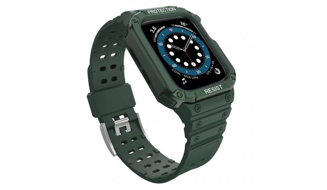 Protect Strap Band with Case for Apple Watch 7 / SE (45/44 / 42mm) Case Armored Watch Cover Green