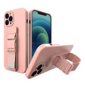 Rope case gel case with a lanyard chain bag lanyard Samsung Galaxy A42 5G pink
