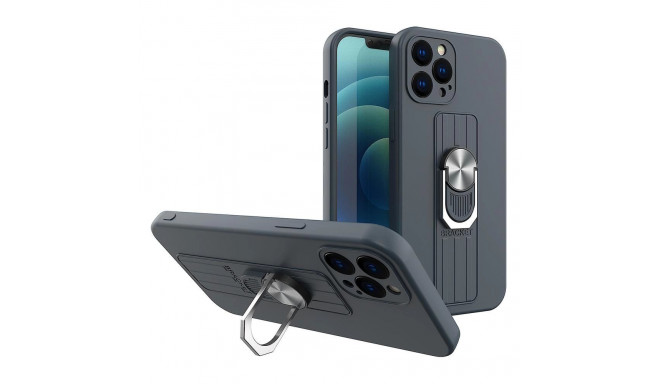 Ring Case silicone case with finger grip and stand for Samsung Galaxy A72 4G dark blue