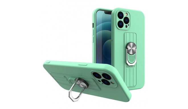 Ring Case silicone case with finger grip and stand for Samsung Galaxy S21 Ultra 5G mint