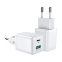 Joyroom wall charger (EU plug) USB / USB Type C 30W Power Delivery QuickCharge 3.0 AFC FCP white (L-