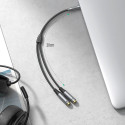 Ugreen AUX splitter for headphones and microphone 1 x male 3.5mm, 2 x female 3.5mm 20cm black (AV192
