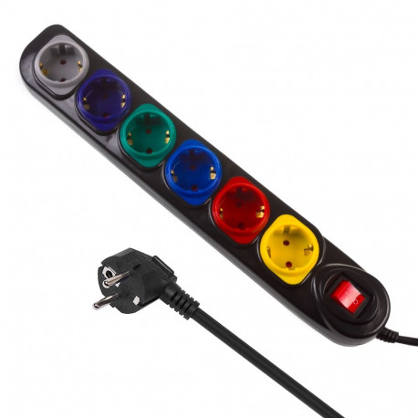 Maclean 6-pesaline pikendusjuhe lülitiga 250VAC/10A 1.5m MCE509 B