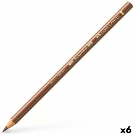 Värvilised pliiatsid Faber-Castell Polychromos Pruun 6 Tükid, osad