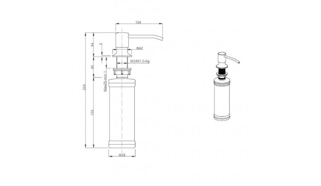 Dispenser Quadron KEIRA MFS1001BS, stainless steel