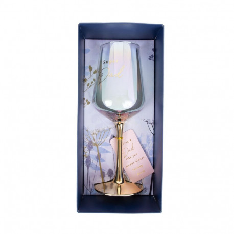 Wine goblet FLOW "Super Dad" H21,2cm 450ml, transparent glass, blue box