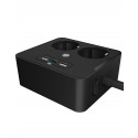 ICY BOX IB-MPS2220B-CH power extension 1.9 m 2 AC outlet(s) Indoor Black