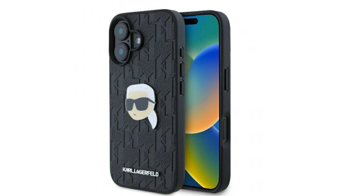 Karl Lagerfeld Monogram Karl Head Pin iPhone 16 Case - Black