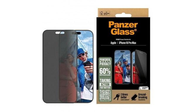 PanzerGlass Privacy Screen Protector iPhone 16 Pro Max 6.9" Ultra-Wide Fit P2864