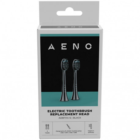 AENO Replacement toothbrush heads, Black, Dupont bristles, 2pcs in set (for ADB0004/ADB0006 and ADB0