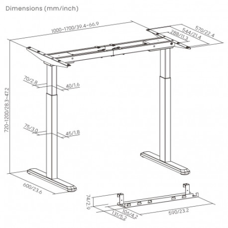 reguleeritava kõrgusega lauaalus Up Up Bjorn, must