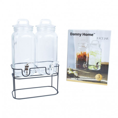 Glass jar TWIN 2x2,3L, with a stand