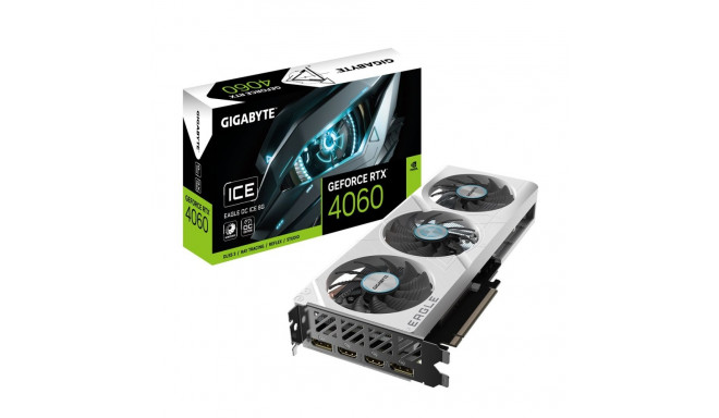 GIGABYTE GeForce RTX 4060 EAGLE OC ICE 8G Graafikakaart - 8GB GDDR6, 128bit, PCI-E 4.0, 2505MHz Tuum