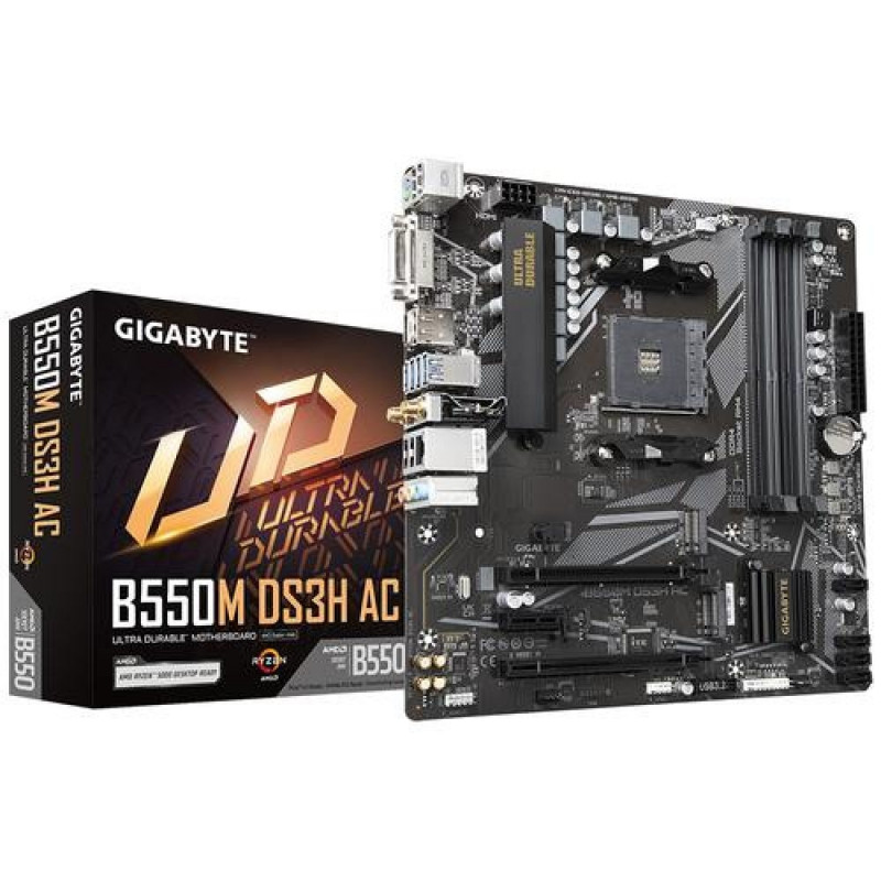 GIGABYTE B550M DS3H AC Motherboard - AMD Ryzen 5000 CPUs, 5+3 Phases ...