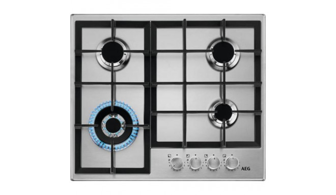 AEG HGB64420SM Black, Stainless steel Countertop 56 cm Gas 4 zone(s)