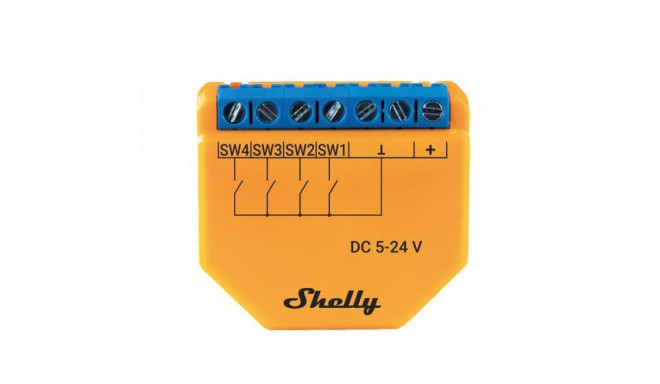 Shelly Plus i4 DC electrical relay Orange