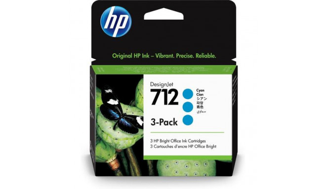HP 712 3-pack 29-ml Cyan DesignJet Ink Cartridge