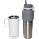 Asobu Twin Pack Bottle with Mug white, 0.9 L + 0.6 L