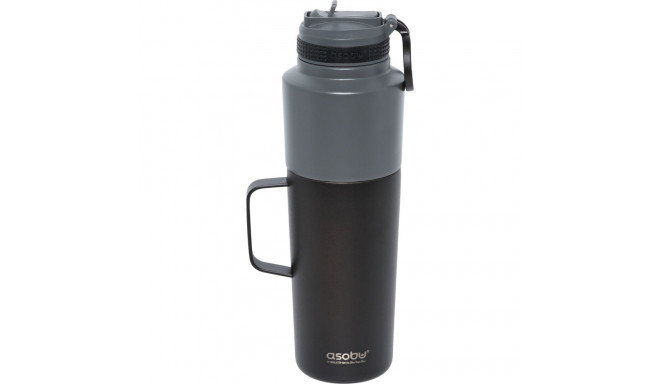 Asobu Twin Pack Bottle with Mug black, 0.9 L + 0.6 L