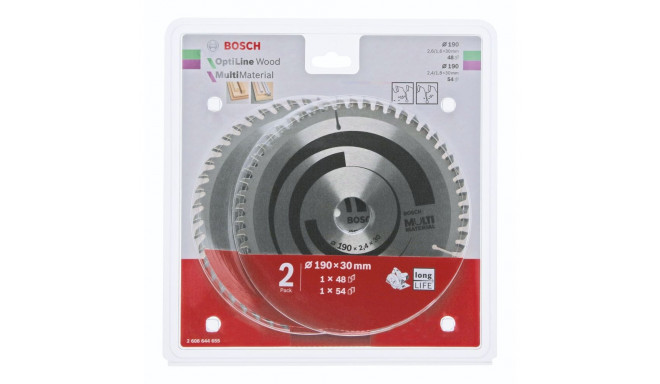 Bosch 1x Optiline Wood + 1x Multi Material Saw Blade Set