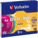 1x5 Verbatim DVD+RW 4,7GB 4x Speed Colour Surface Slimcase