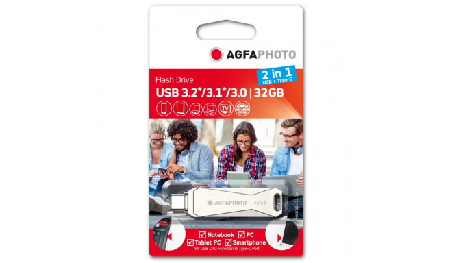 AgfaPhoto USB 3.0 2in1 32GB USB-TypeC