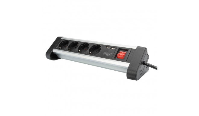 DIGITUS 4-fold power strip Office 2x USB socket