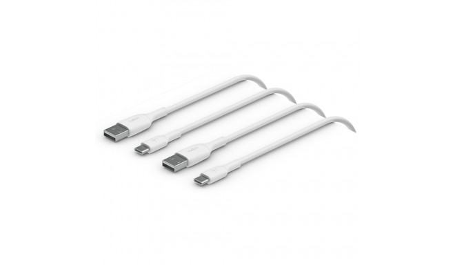 1x2 Belkin USB-C/USB-A PVC Kaabel 1m, 2tk valge