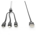 DIGITUS Cable 3-in-1 Cable USB-A to Lightning/MicroUSB/USB-C