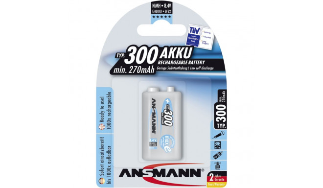 1 Ansmann maxE NiMH Akku 300 9V  270 mAh              5035453