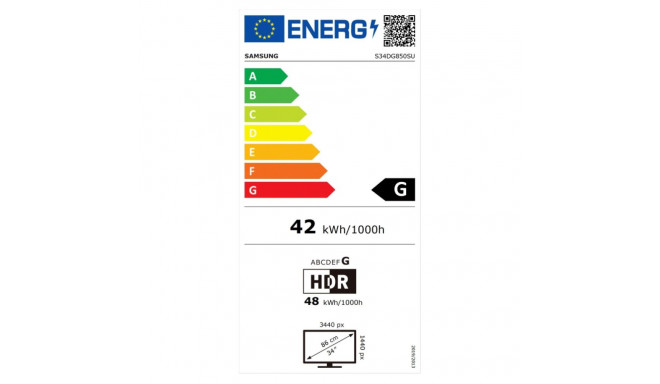 Samsung LS34DG850SUXDU | 34 " | OLED | 21:9 | 175 Hz | 0,03 ms | 3440 x 1440 pikslit | HDMI portide 