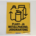 Kleebis prügikastile - Plast- ja metallpakend, joogikartong 145x190mm, väliskasutusse, VINÜÜL kaitse