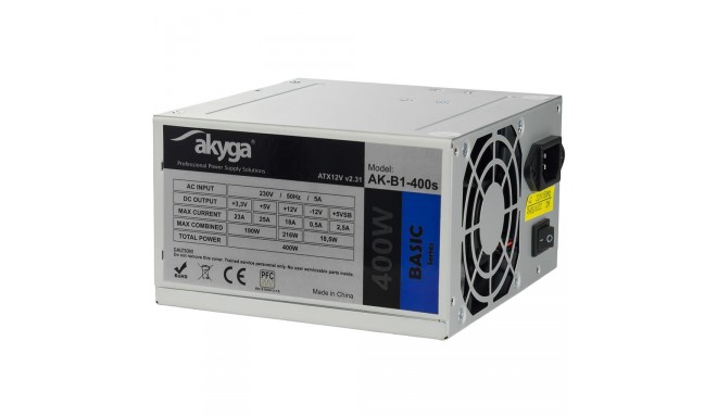 Akyga power supply unit Basic ATX 400W AK-B1-400S Fan 8cm P4 2xSATA